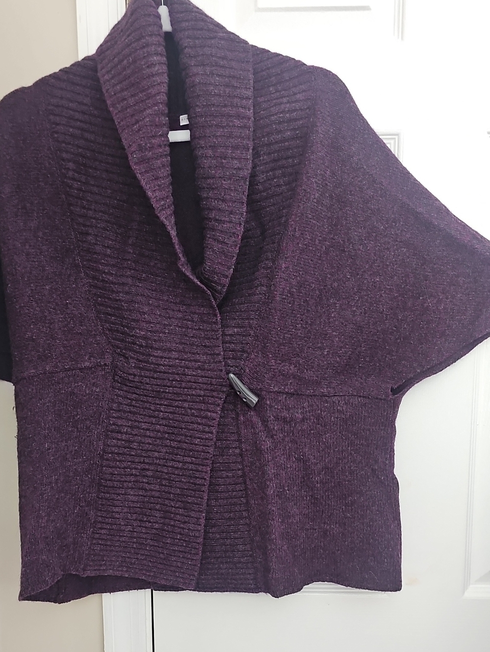 Sarah Spencer Deep Plum Shawl-Collar Cardigan